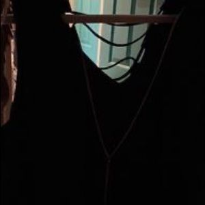 Black Blouse with Attached Gold Necklace